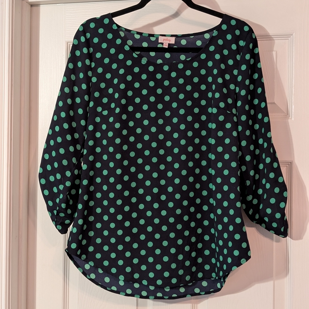 Pixley Green and Blue Blouse Chic Top